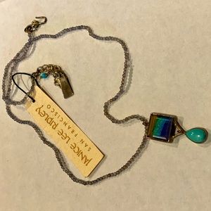 Camenae Necklace.Sterling,Dichroic Glass,Turquoise